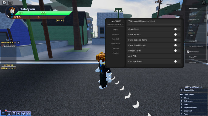 A Universal Time — Free Roblox cheats download (Auto Skills, Auto Farm)
