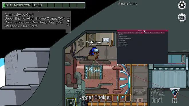 AmongUsMenu | Free HvH Cheat for Among Us (Radarhack, wallhack, unlock vents, freecam) Screenshot 3