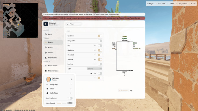 Catalyst Ext. — Бесплатный External чит на КС 2 скачать Screenshot 2