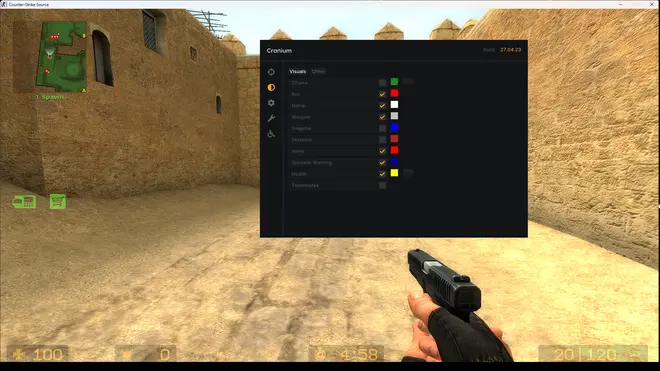CS:Source Wallhack + Aimbot Cheat — Cranium CS Screenshot 1