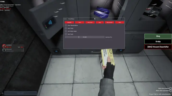 Cyrix | SCP: Secret Laboratory free cheat (WH, AIM, BHOP) Screenshot 1