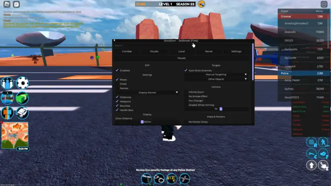 JailBreak — Roblox Scripts (Esp, Silent Aim, Auto Farm, Infinite Jump, NoClip, Aimbot) Screenshot 1