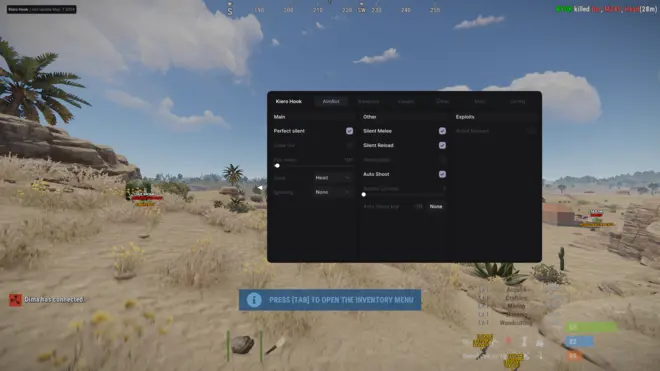 Kiero — Rust Pirate cheat: FakeAdmin, fast loot, wallhack