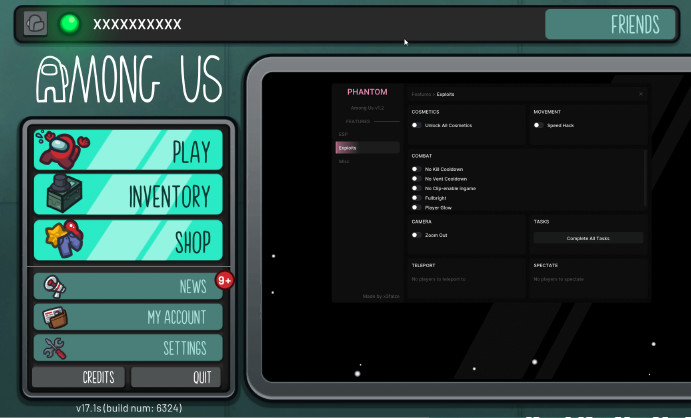 Phantom Internal | Free Among Us Hack — ESP & Unlocks Screenshot 2