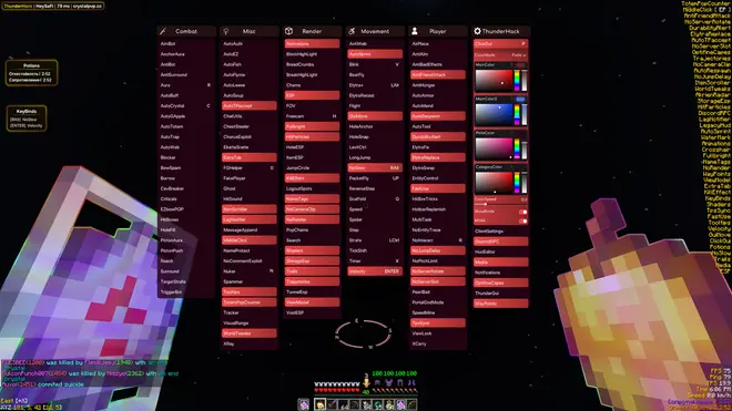 ThunderHack — Minecraft mod-client free download (Autototem, AutoBuff, Antiweb, Autosprint) Screenshot 2