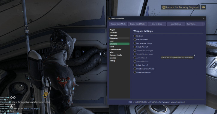 WarframeHelper | Free Internal Cheat for Warframe Download Screenshot 2
